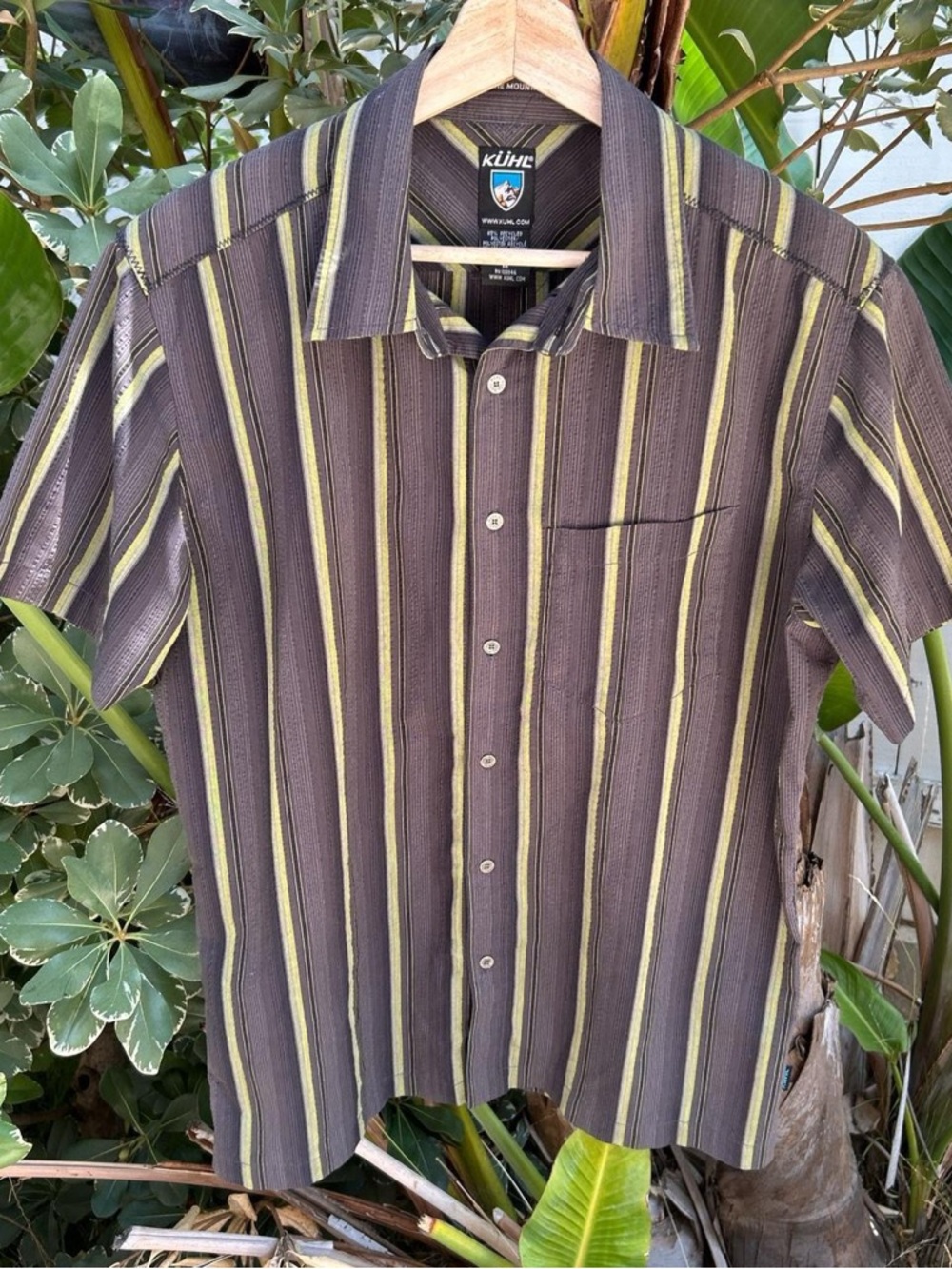 Kuhl Striped Button Up Shirt M Brown Outdoor 22x29